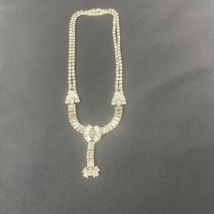 Vintage Phyllis Sterling Signed Rhinestone Choker Necklace Art Deco